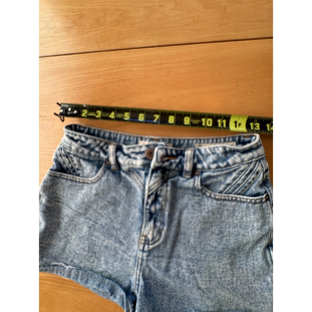 Bullhead Denim Co Jean Shorts Womens 25 Acid Wash High Rise Raw Hem Indie - Picture 7 of 13